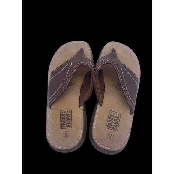 Chunky Platform Sandals Y2K Brown Leather Thong Faded Glory Size 8 Womens Vtg - Picture 4 of 7